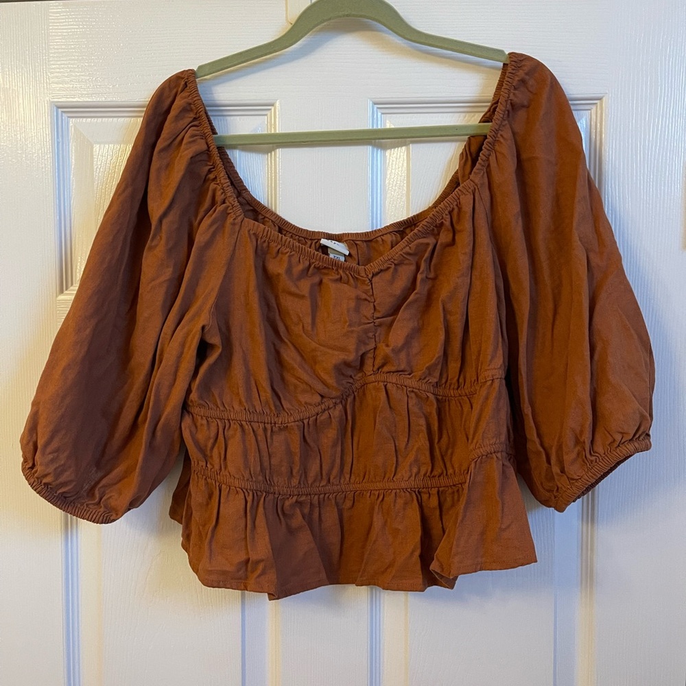 Women's Rust Peasant Top